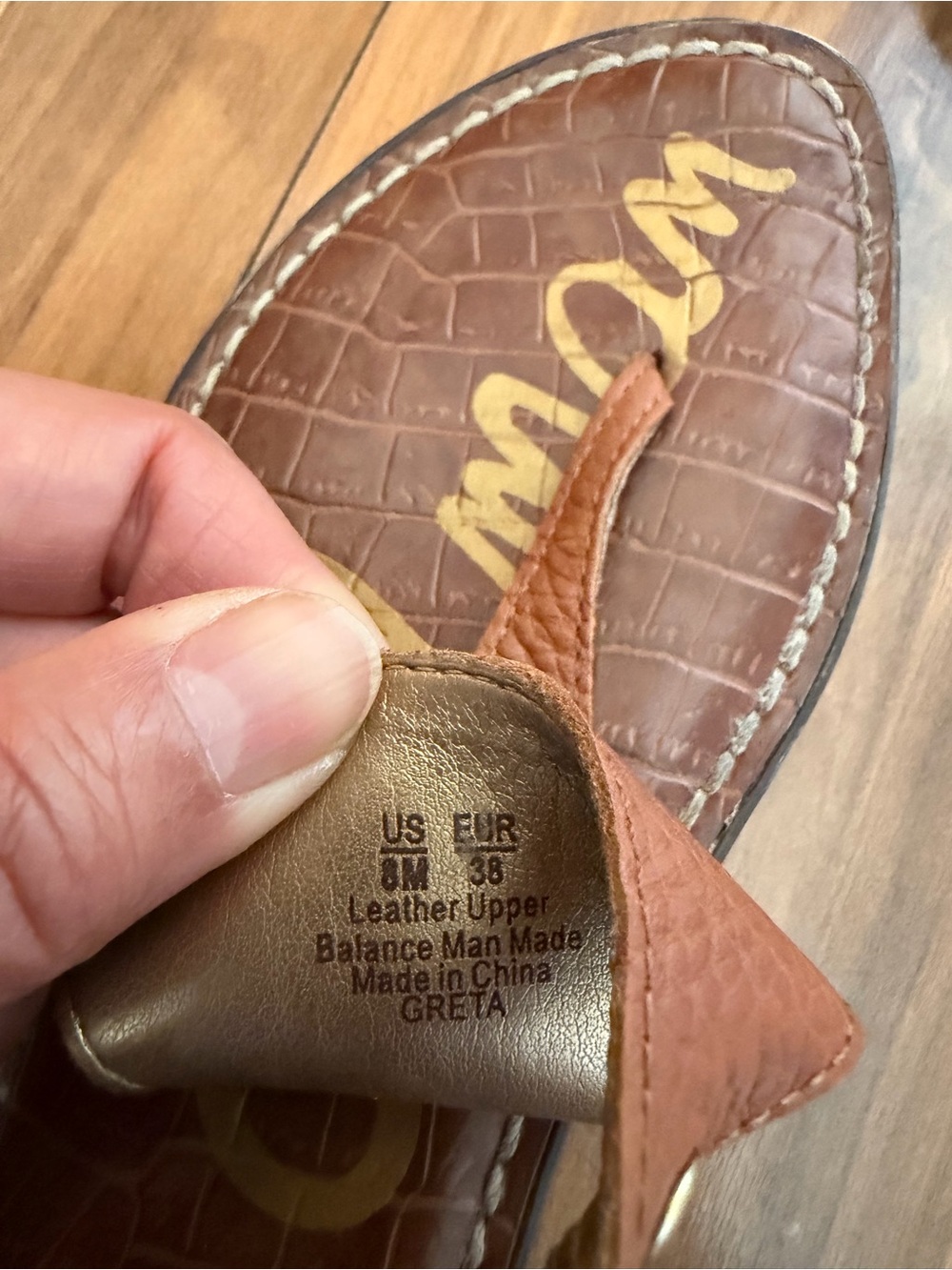 Sam Edelman Tan Brown Textured Leather Slingback Sandals - Picture 4 of 9